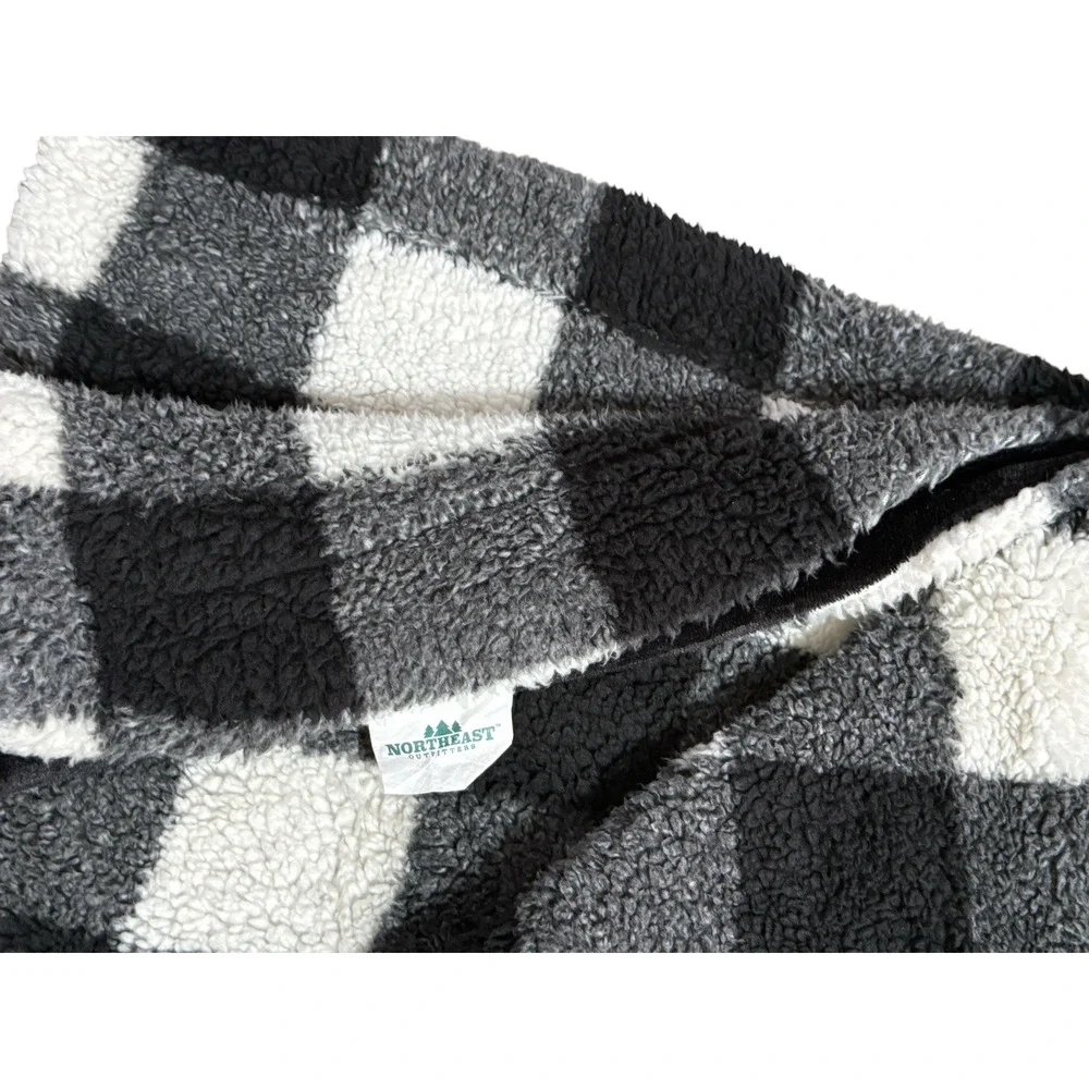 Northeast Reversible Throw Blanket Black White Plaid Super Soft Accent Quilt